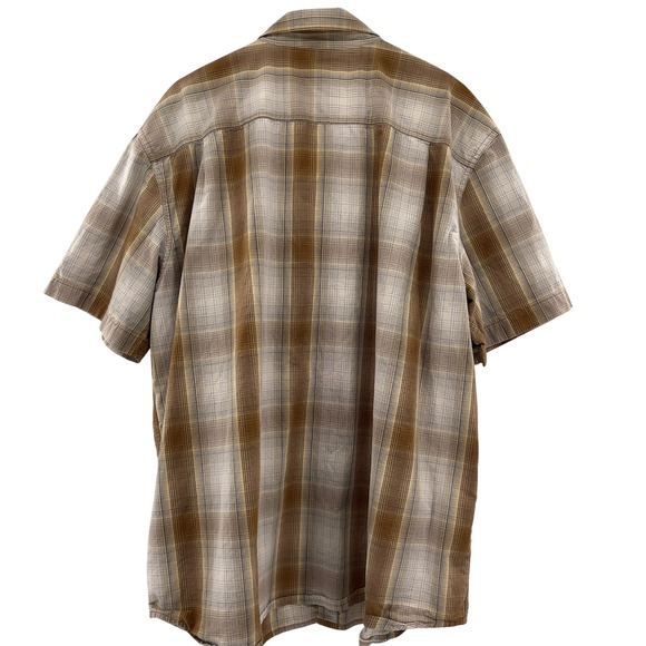 Carhartt Mens 2XL Relaxed Fit Short Sleeve Plaid Button Down Shirt Brown‎ - Picture 6 of 6